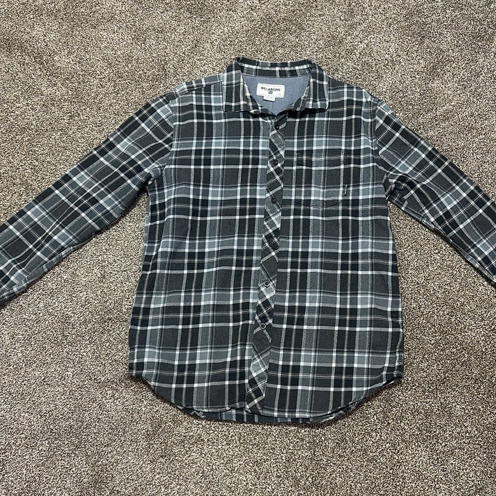 Billabong Men's Henderson Long Sleeve Woven Flannel medium Black Heather